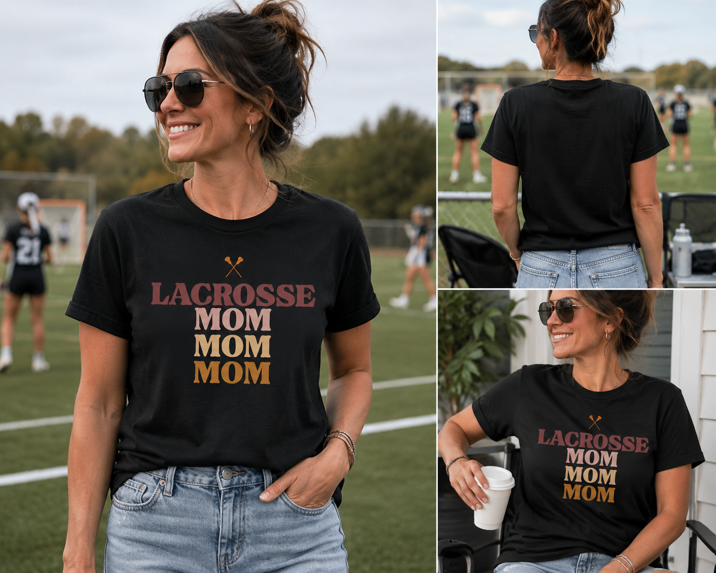 Lacrosse Mom Shirt – Retro Game Day Sports Mom Tee - Black